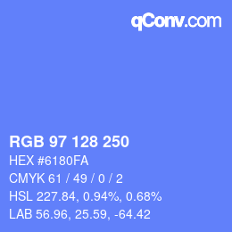 カラーコード: RGB 97 128 250 | qconv.com