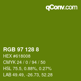 カラーコード: RGB 97 128 8 | qconv.com