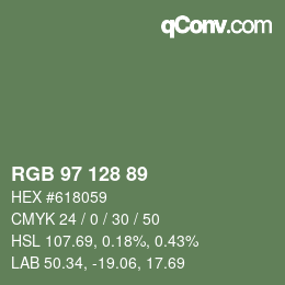 Color code: RGB 97 128 89 | qconv.com
