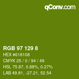 カラーコード: RGB 97 129 8 | qconv.com
