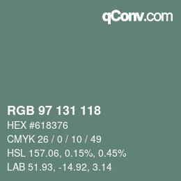 Color code: RGB 97 131 118 | qconv.com