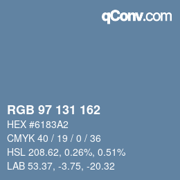Color code: RGB 97 131 162 | qconv.com