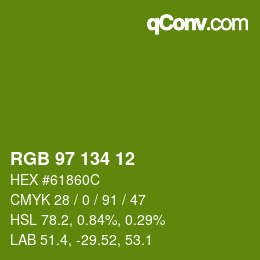 Color code: RGB 97 134 12 | qconv.com