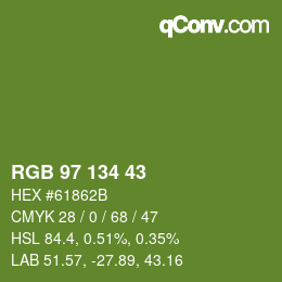 Color code: RGB 97 134 43 | qconv.com