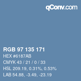 Color code: RGB 97 135 171 | qconv.com