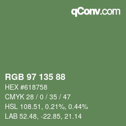 颜色代码: RGB 97 135 88 | qconv.com