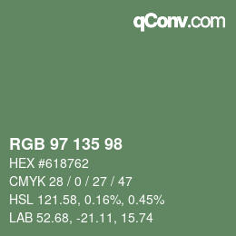 颜色代码: RGB 97 135 98 | qconv.com