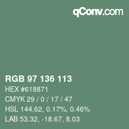 Color code: RGB 97 136 113 | qconv.com