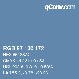 Color code: RGB 97 136 172 | qconv.com