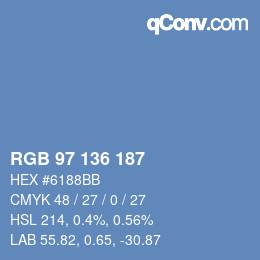 Color code: RGB 97 136 187 | qconv.com
