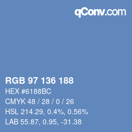 Color code: RGB 97 136 188 | qconv.com