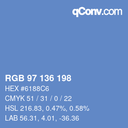 Color code: RGB 97 136 198 | qconv.com