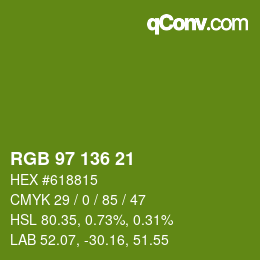 Color code: RGB 97 136 21 | qconv.com