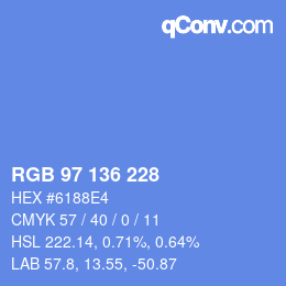 Color code: RGB 97 136 228 | qconv.com