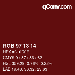 Color code: RGB 97 13 14 | qconv.com