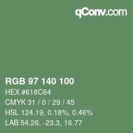 Código de color: RGB 97 140 100 | qconv.com
