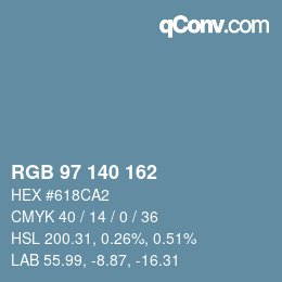 颜色代码: RGB 97 140 162 | qconv.com