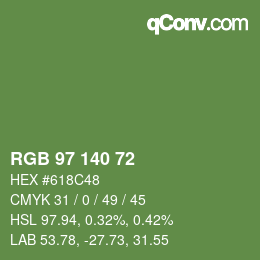 Color code: RGB 97 140 72 | qconv.com
