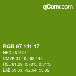 Color code: RGB 97 141 17 | qconv.com