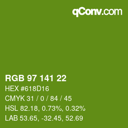 Color code: RGB 97 141 22 | qconv.com