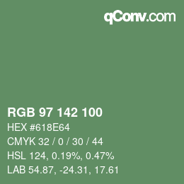 Color code: RGB 97 142 100 | qconv.com