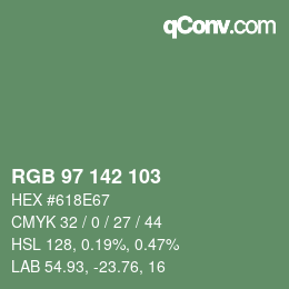 颜色代码: RGB 97 142 103 | qconv.com