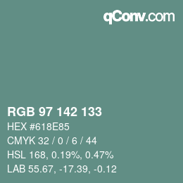 Color code: RGB 97 142 133 | qconv.com