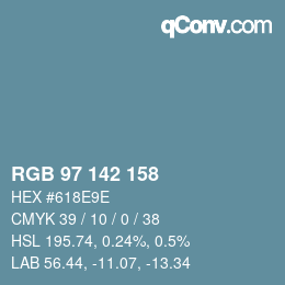 颜色代码: RGB 97 142 158 | qconv.com