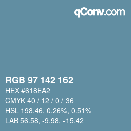 Farbcode: RGB 97 142 162 | qconv.com
