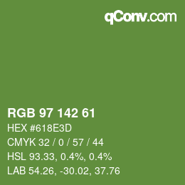カラーコード: RGB 97 142 61 | qconv.com
