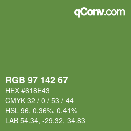Color code: RGB 97 142 67 | qconv.com
