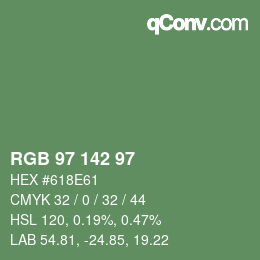 Color code: RGB 97 142 97 | qconv.com