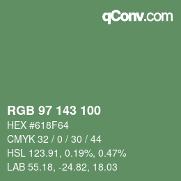 カラーコード: RGB 97 143 100 | qconv.com