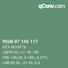 Farbcode: RGB 97 143 117 | qconv.com