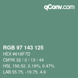 Color code: RGB 97 143 125 | qconv.com