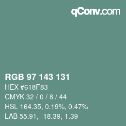 カラーコード: RGB 97 143 131 | qconv.com