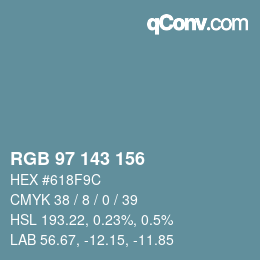 Color code: RGB 97 143 156 | qconv.com