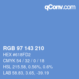 カラーコード: RGB 97 143 210 | qconv.com