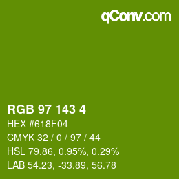 カラーコード: RGB 97 143 4 | qconv.com
