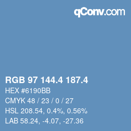 カラーコード: RGB 97 144.4 187.4 | qconv.com