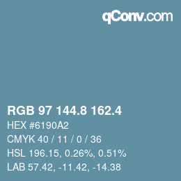 カラーコード: RGB 97 144.8 162.4 | qconv.com