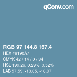 カラーコード: RGB 97 144.8 167.4 | qconv.com