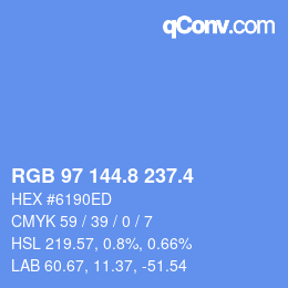 カラーコード: RGB 97 144.8 237.4 | qconv.com