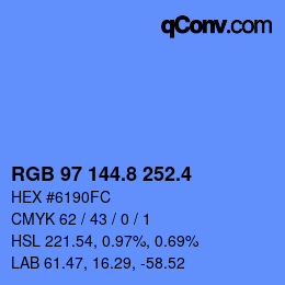 カラーコード: RGB 97 144.8 252.4 | qconv.com