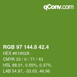 カラーコード: RGB 97 144.8 42.4 | qconv.com