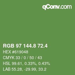 カラーコード: RGB 97 144.8 72.4 | qconv.com