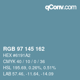 Color code: RGB 97 145 162 | qconv.com