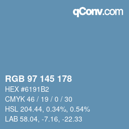Color code: RGB 97 145 178 | qconv.com