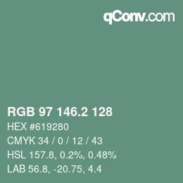 カラーコード: RGB 97 146.2 128 | qconv.com