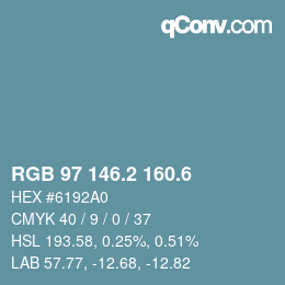 カラーコード: RGB 97 146.2 160.6 | qconv.com